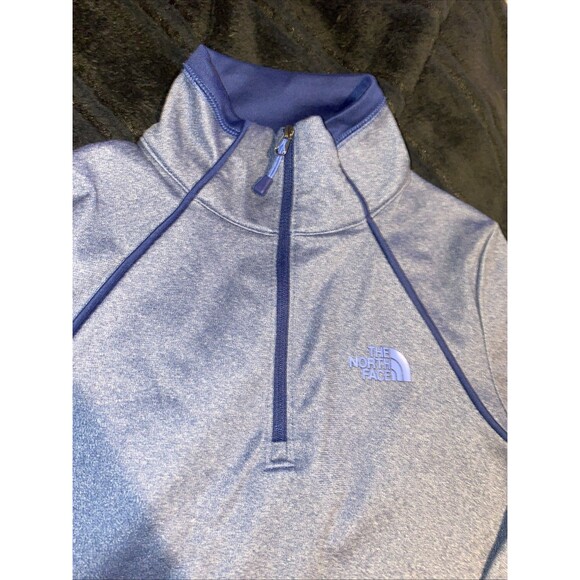 The North Face Women Sweatshirt S Purple Logo 1/4 Zip Long Sleeve Mock Neck - Picture 3 of 10